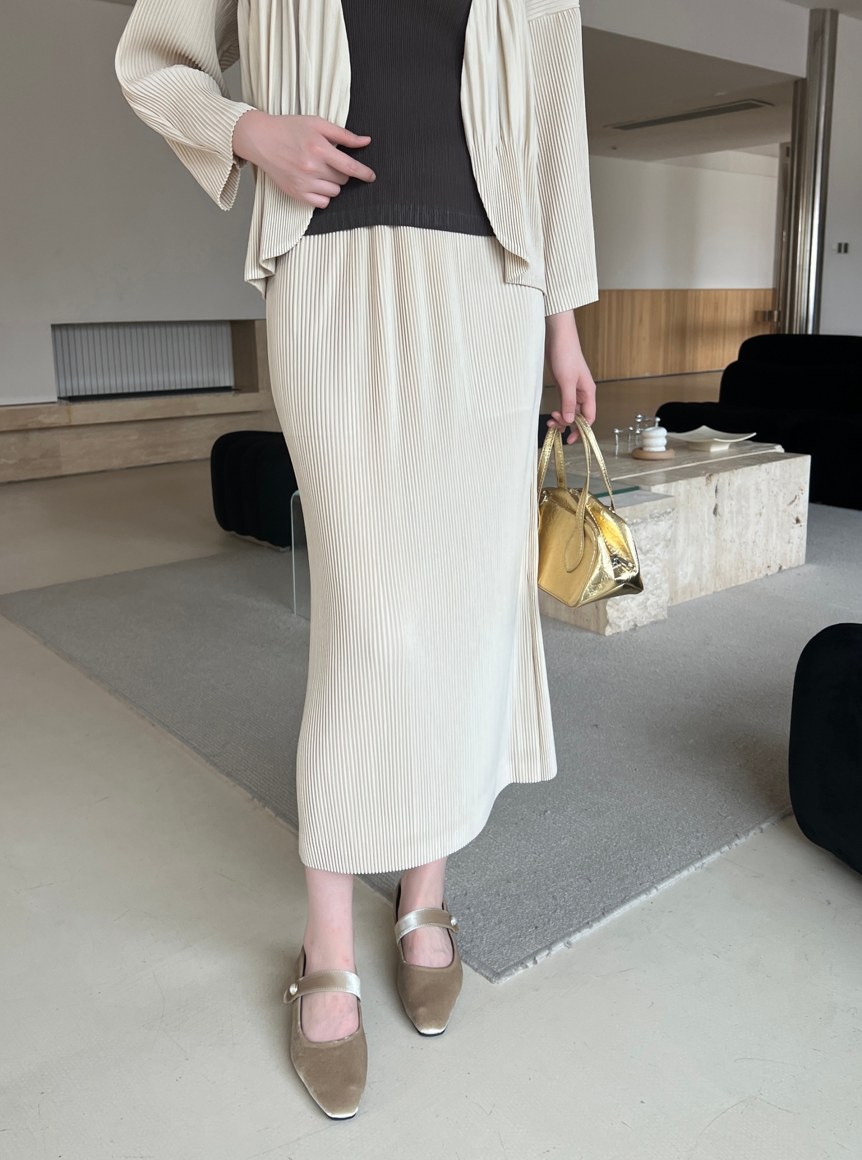 ยาว 33นิ้ว! 2MUAY รุ่น GJO1328 กระโปรงพลีทคุณภาพ THICK STRAIGHT PLEATED SKIRT 12 สี FREE SIZE