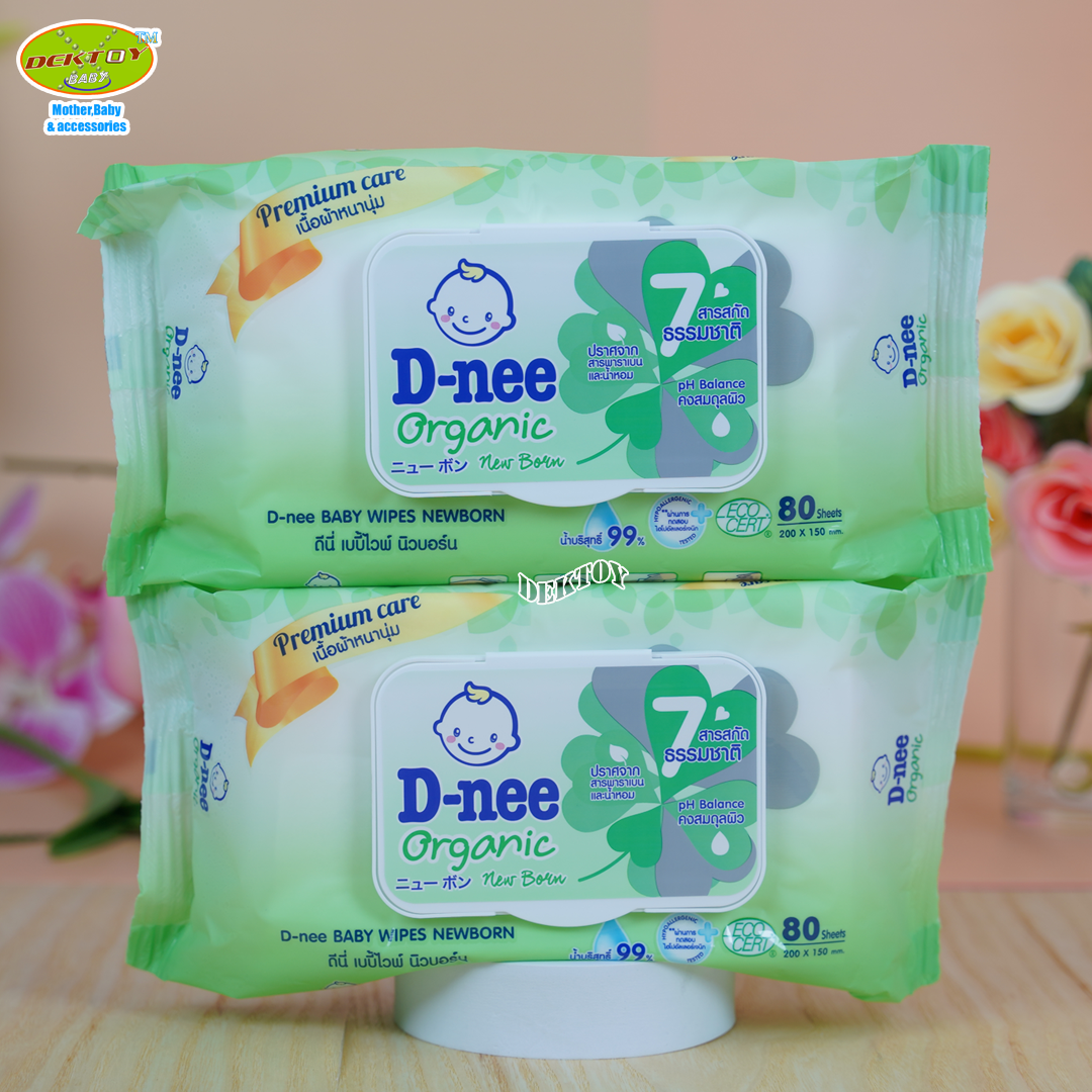 D-nee ดีนี่ ทิชชู่เปียกดีนี่ เบบี้ไวพส์ดีนี่ นิวบอร์น 80 ชิ้น 1แถม 1 สูตรน้ำบริสุทธิ์