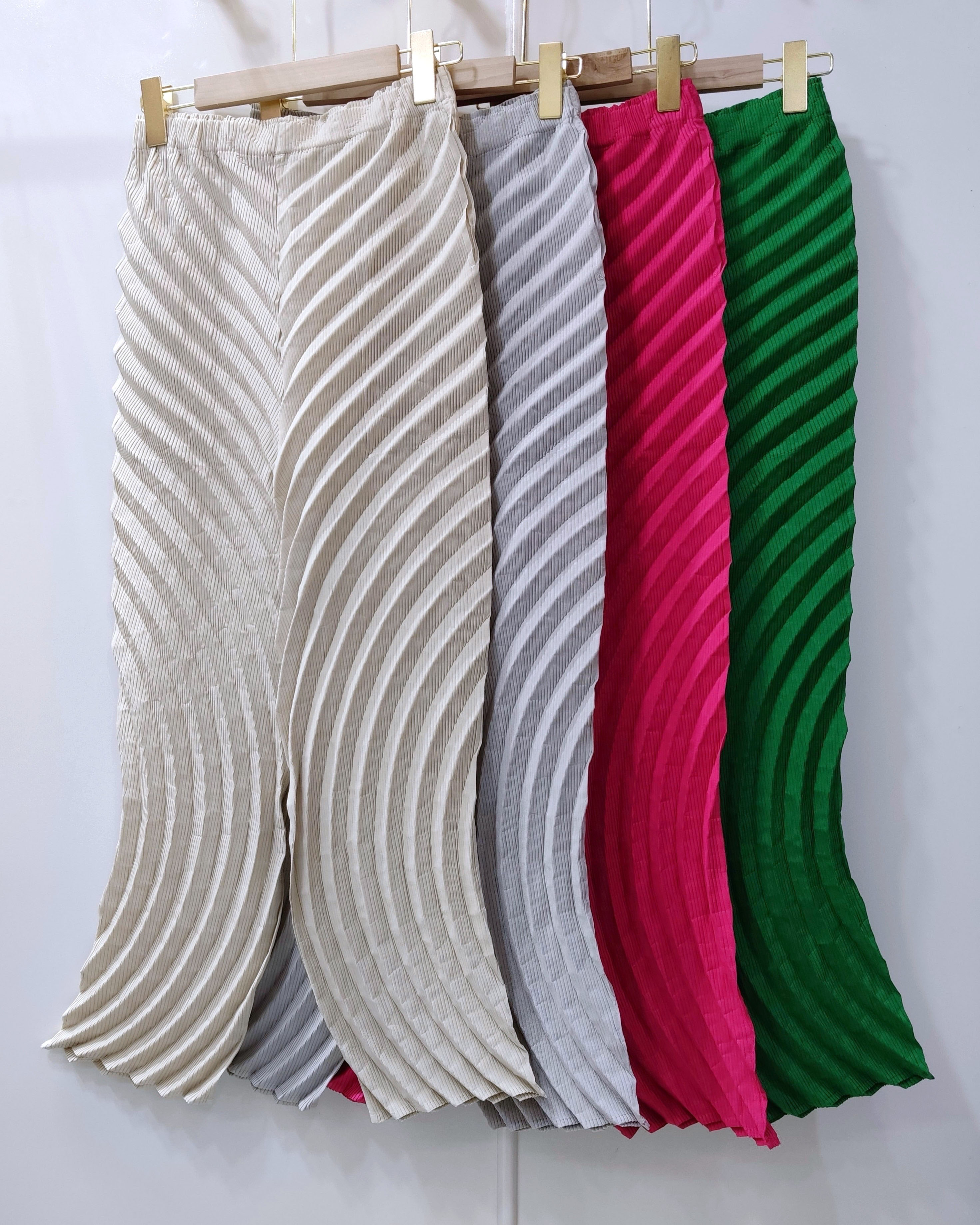 ปรับราคาลง20%!! ยาว 35.5นิ้ว 2MUAY รุ่น CX01619 กางเกงอัดพลีทคุณภาพ CIRCLE PLEATED PANTS 4 สี FREE SIZE