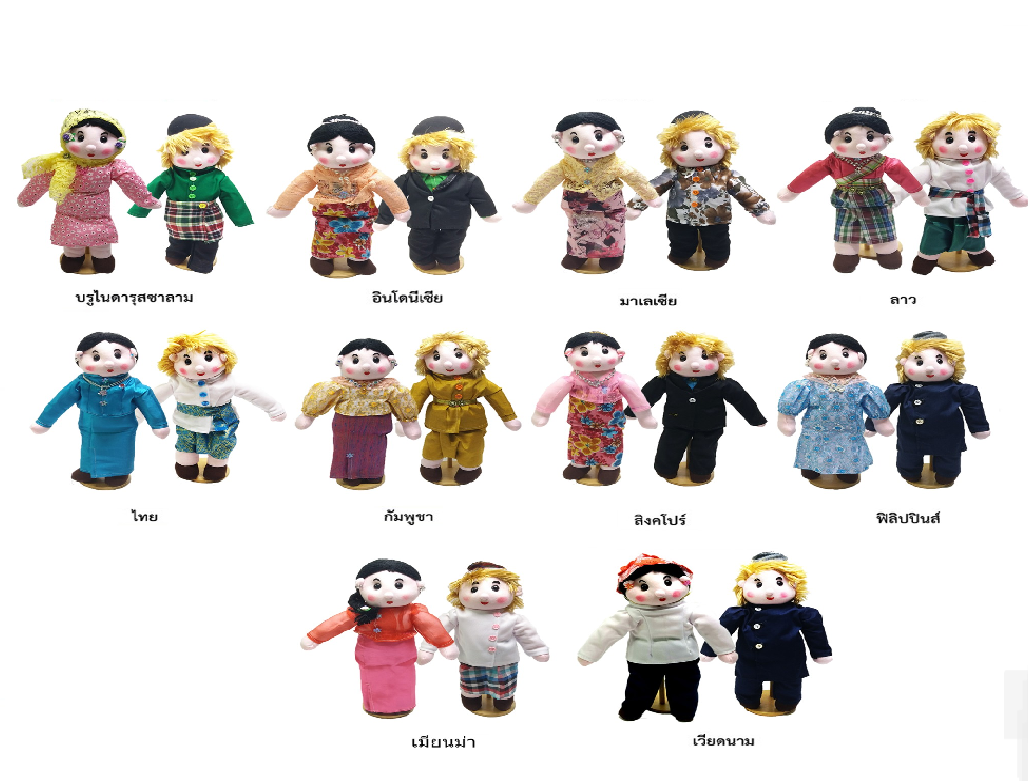 ตุ๊กตาอาเซียน ขนาด 17 นิ้ว (10 ประเทศ 20 ตัว) ของเล่นเสริมพัฒนาการ ,ของเล่นเสริมทักษะ,ของเล่นเด็ก, สื่อการสอนอนุบาล