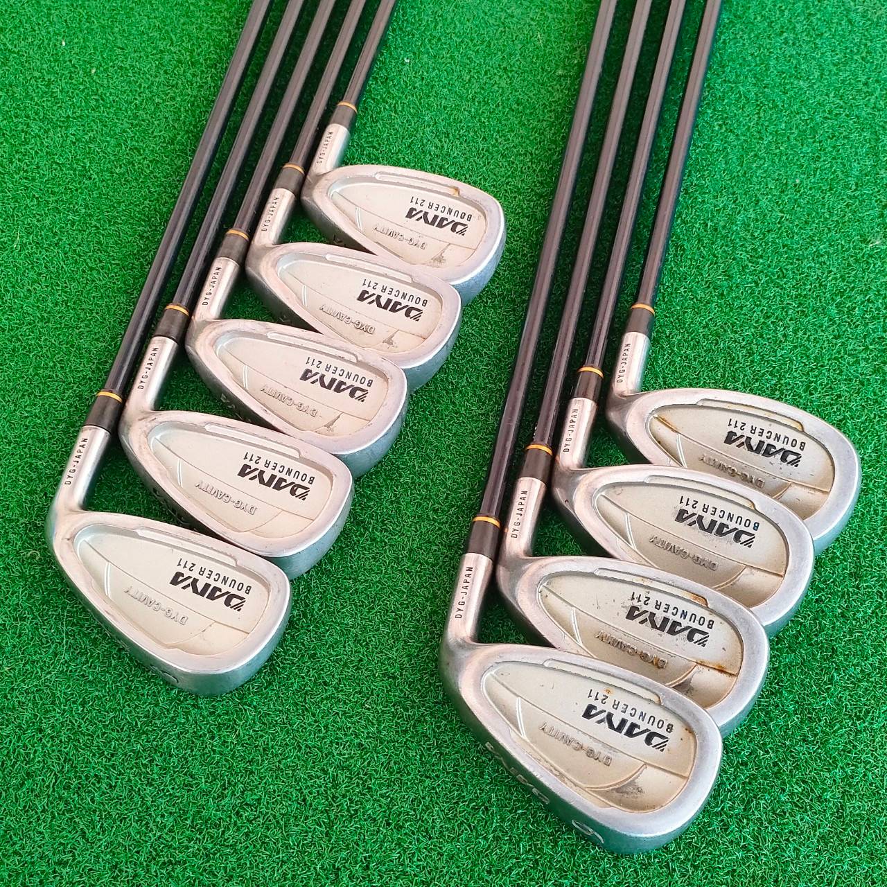 ชุดเหล็ก DAIYA BOUNCER 211 มีเหล็ก 3-9 PW AW SW ก้าน BOUNCER FLEX R ผลิตจากประเทศญี่ปุ่น ก้านกริพเดิมสวย CAVITY ลึก ตีง่าย ตีไกล ก้านกราไฟต์ เบาสบาย