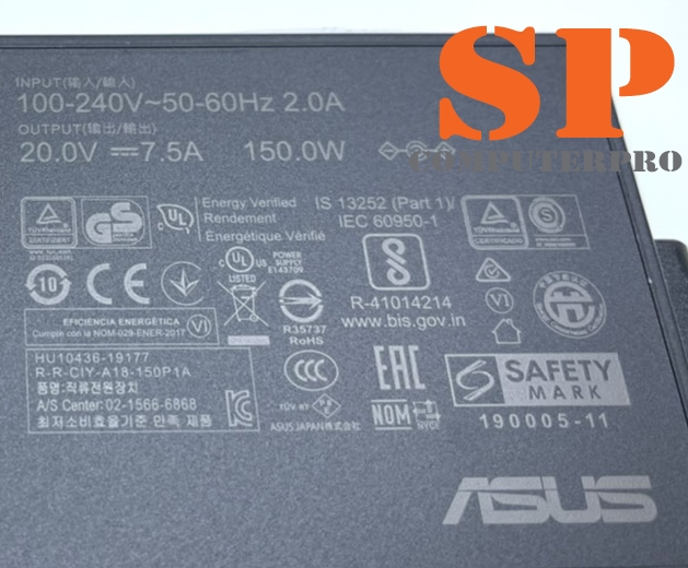ASUS ADAPTER อแดปเตอร์ของแท้ ASUS FX505GT FX505DT FX705DT G531GT G731GT FX505DD FX705DD FX705DU: 20V 7.5A 150W 6.0x3.7mm