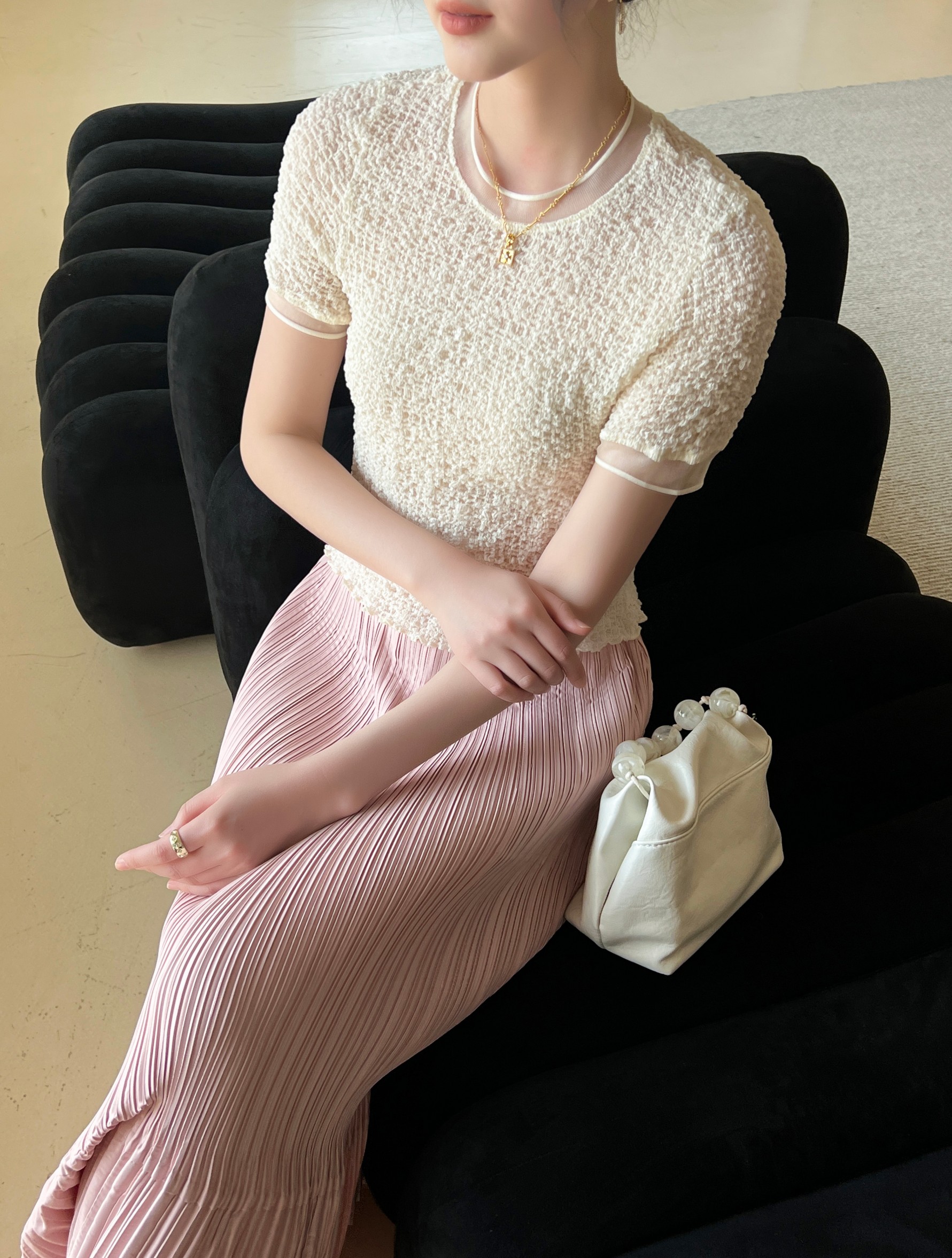 ปรับราคาลง20%!! 2MUAY รุ่น GJO1448 เสื้อพลีทคุณภาพ SMOCK PLEATED TOP 6 สี FREE SIZE