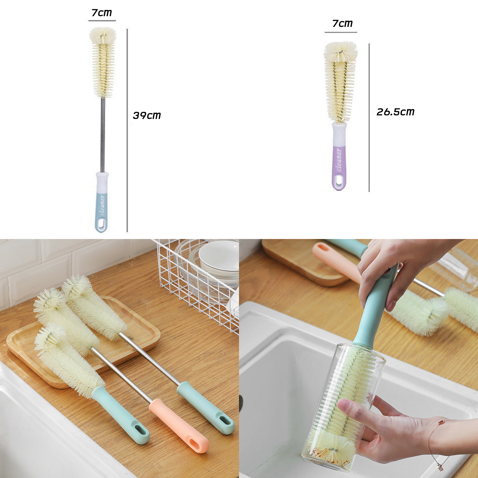 แปรงล้างแก้ว / แปรงล้างกระบอก มีหลายแบบ ขนแปรง ทำความสะอาด คราบสกปรก ได้สะอาดหมดจด ไม่ทำลายพื้นผิว ใช้งานง่าย สะดวก