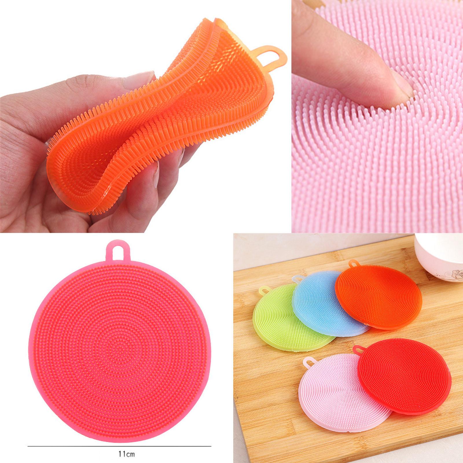 ใยขัดล้างจาน ซิลิโคน แพ็ค4ชิ้น คละสี ขัดมันฝรั่ง ขัดแครอท ไม่สะสมเชื้อโรค ไม่มีสารตกค้าง ปลอดภัย