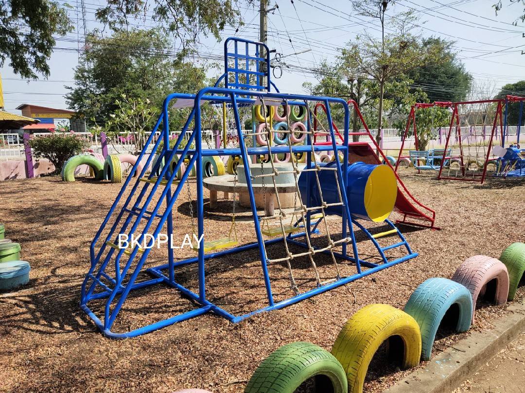 ชุดรวม H เครื่องเล่นสนามแบบเหล็ก ประกอบด้วยสไลเดอร์ชิงช้าปีนป่ายแป้นบาส (ถักเล็ก) , เครื่องเล่นสนามกลางแจ้ง , OutdoorPlayground,ผลิตเครื่องเล่นสนาม,เครื่องเล่นงบสพฐ.ประชารัฐ ราคาโรงงาน
