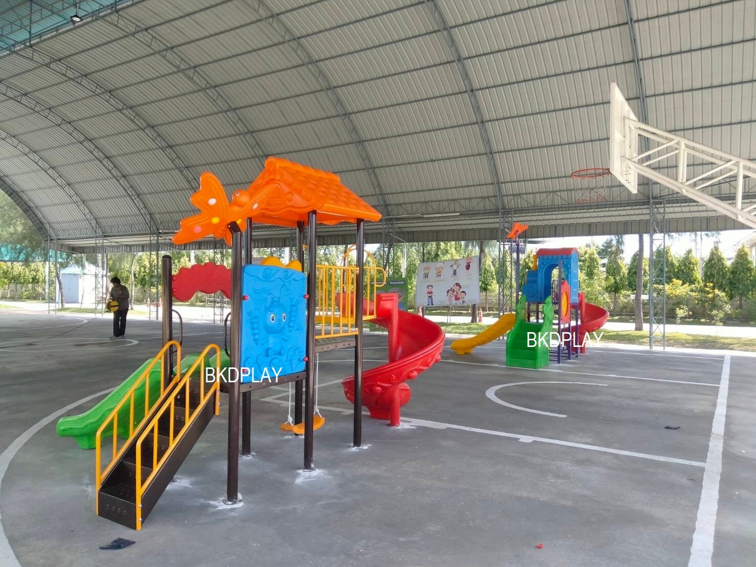 เครื่องเล่นสนาม ชุด บ้านบ้านน้อยสามสไลด์เดอร์, สนามเด็กเล่น, ของเล่นเสริมพัฒนาการ, ราคาโรงงาน, พร้อมส่ง ทำงบประมาณ70,000 บาท