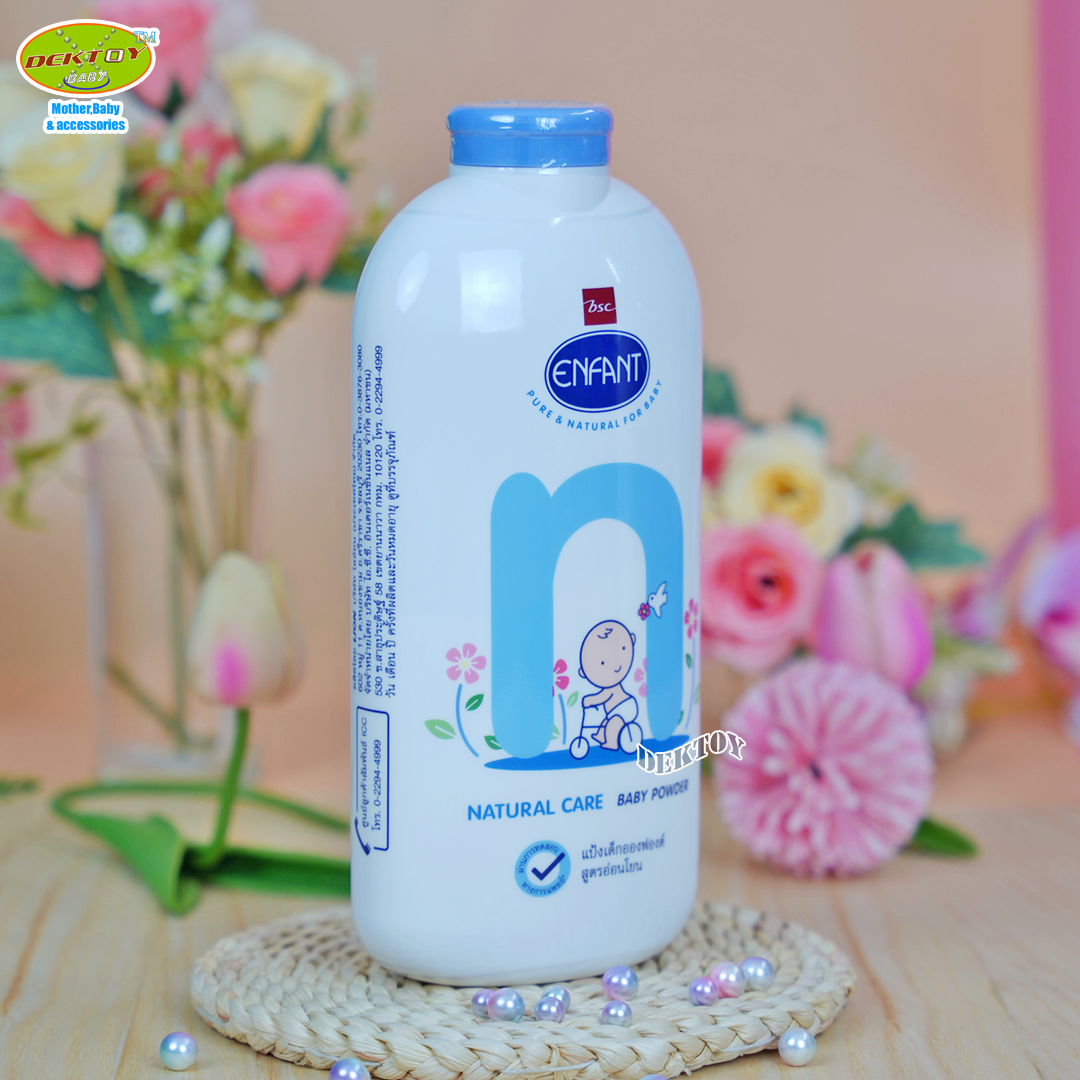 Enfant อองฟอง แป้งเด็กอองฟองต์ สูตรเนเจอร์ แคร์ อ่อนโยน 400 กรัม ฟ้า