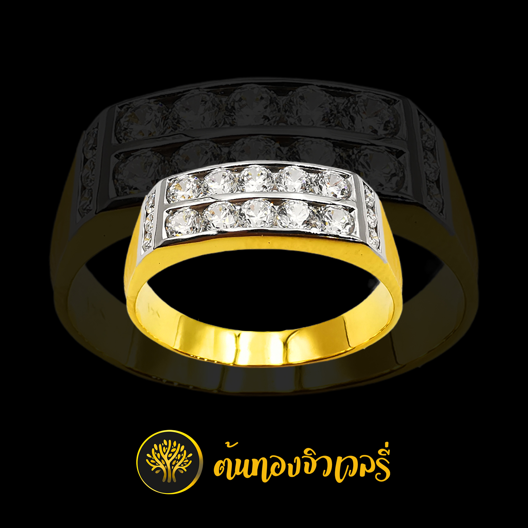 แหวนทอง หน้าแหวนฝังเพชร2แถว งามๆเนียนๆครับ