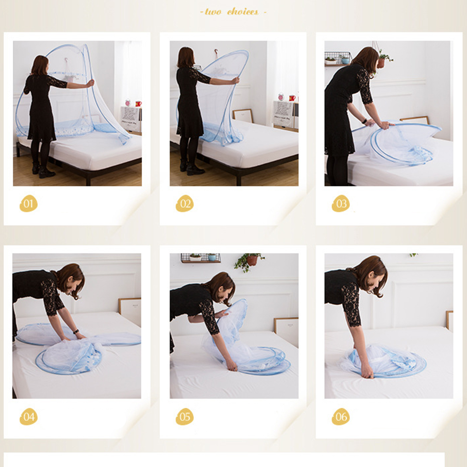 🔥Sale ลดราคา🔥 มุ้งโดมสูง 1.5m มี 2 สี 3 ขนาด 120x200 / 150x200 / 180x200 cm พับได้เก็บได้ ตาข่ายรังผึ้งแข็งแรงกว่า