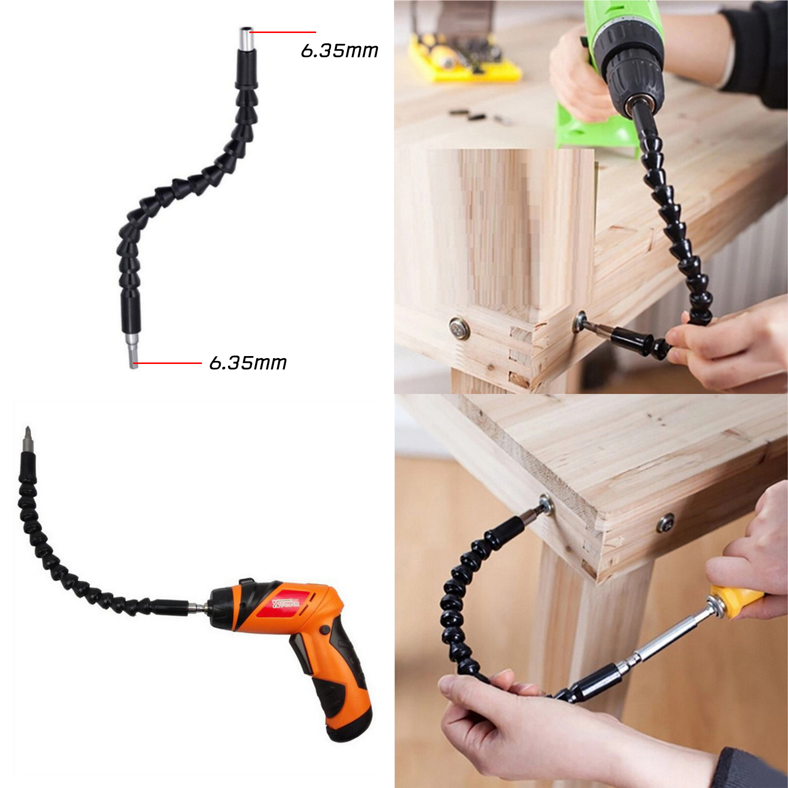 🔥Sale ลดราคา🔥 ก้านต่อไขควงดัดได้ สำหรับไขควงไฟฟ้า สว่านไฟฟ้า ยาว 29.5cm หัวและปลายขนาด 6.35mm