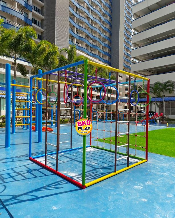 ชุดลูกเต๋า ปีนป่ายรวมA พร้อมบาร์โหน บาร์ไต่ ปีนป่ายเชือก เครื่องเล่นสนามเหล็ก เครื่องเล่นสนามกลางแจ้ง OutdoorPlayground