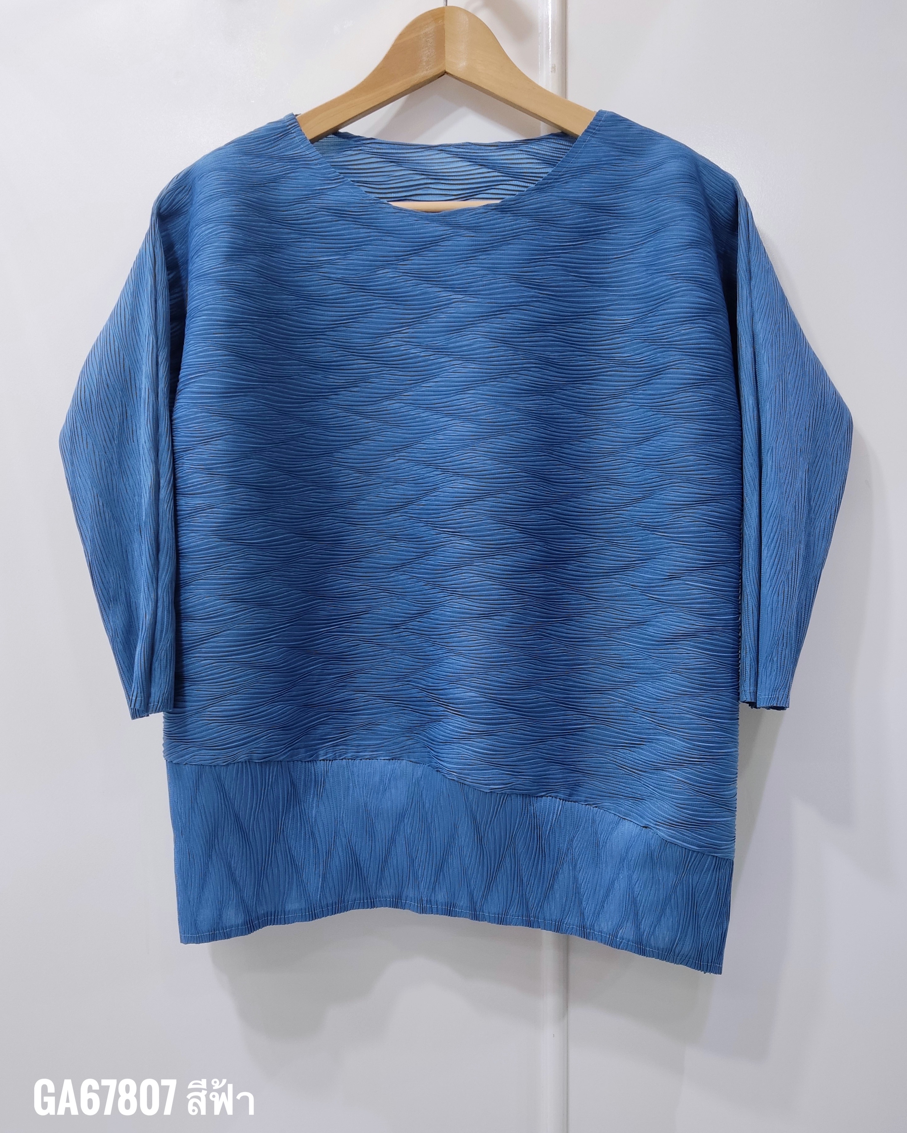 อกถึง44ยาว23นิ้ว 2MUAY รุ่น GA67807 เสื้ออัดพลีท LONG SLEEVE PLEATED TOP 8 สี FREE SIZE
