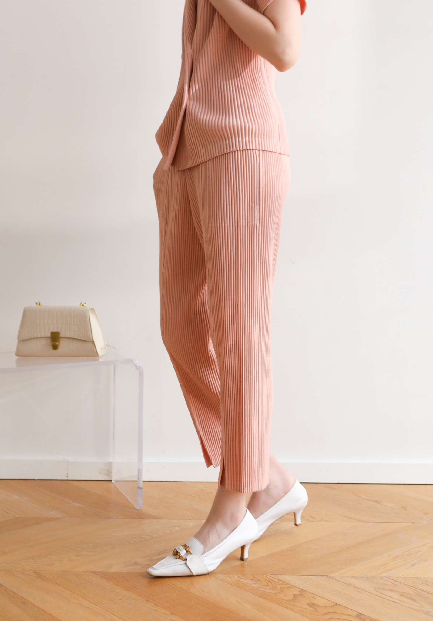 ยาว36,37นิ้ว!! 2MUAY รุ่น GJO8769 กางเกงผ้าหนาอัดพลีท THICK SLIM SPILT FRONT PLEATED PANTS 14 สี FREE SIZE