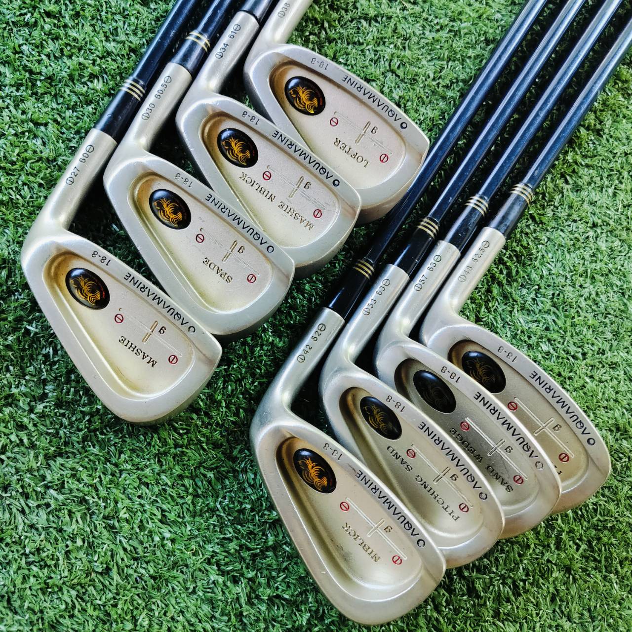 ชุดเหล็ก AQUAMARINE SPADE ก้านผลิตโดย FUJIKURA FLEX R ก้านเบาตีสบาย คุณภาพดี ตีง่าย ใบไม่ใหญ่ แต่มี CAVITY ชดเชยสูง ไม้กอล์ฟพรีเมี่ยมมือสอง ของแท้ By NakaraLuxurious