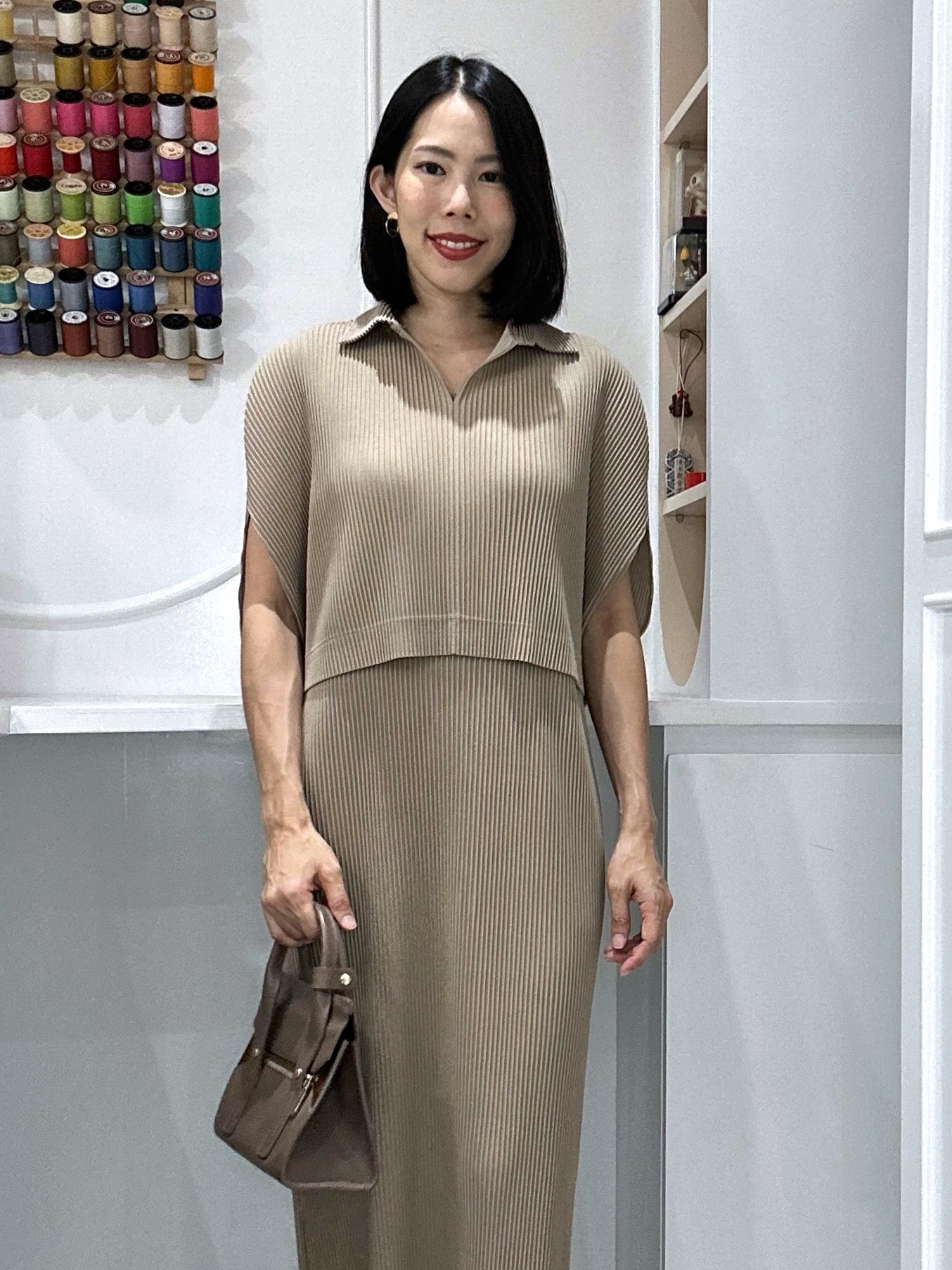 2MUAY รุ่น GJO5276 เสื้อคลุมพลีทคุณภาพ THICK COLLAR CAPE PLEATED CARDIGAN 7 สี FREE SIZE