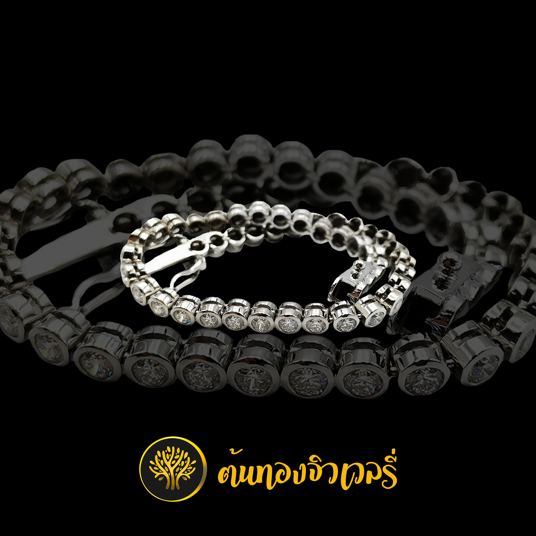 กำไลข้อมือเงิน ฝังเพชรแถว สวยปังเลย