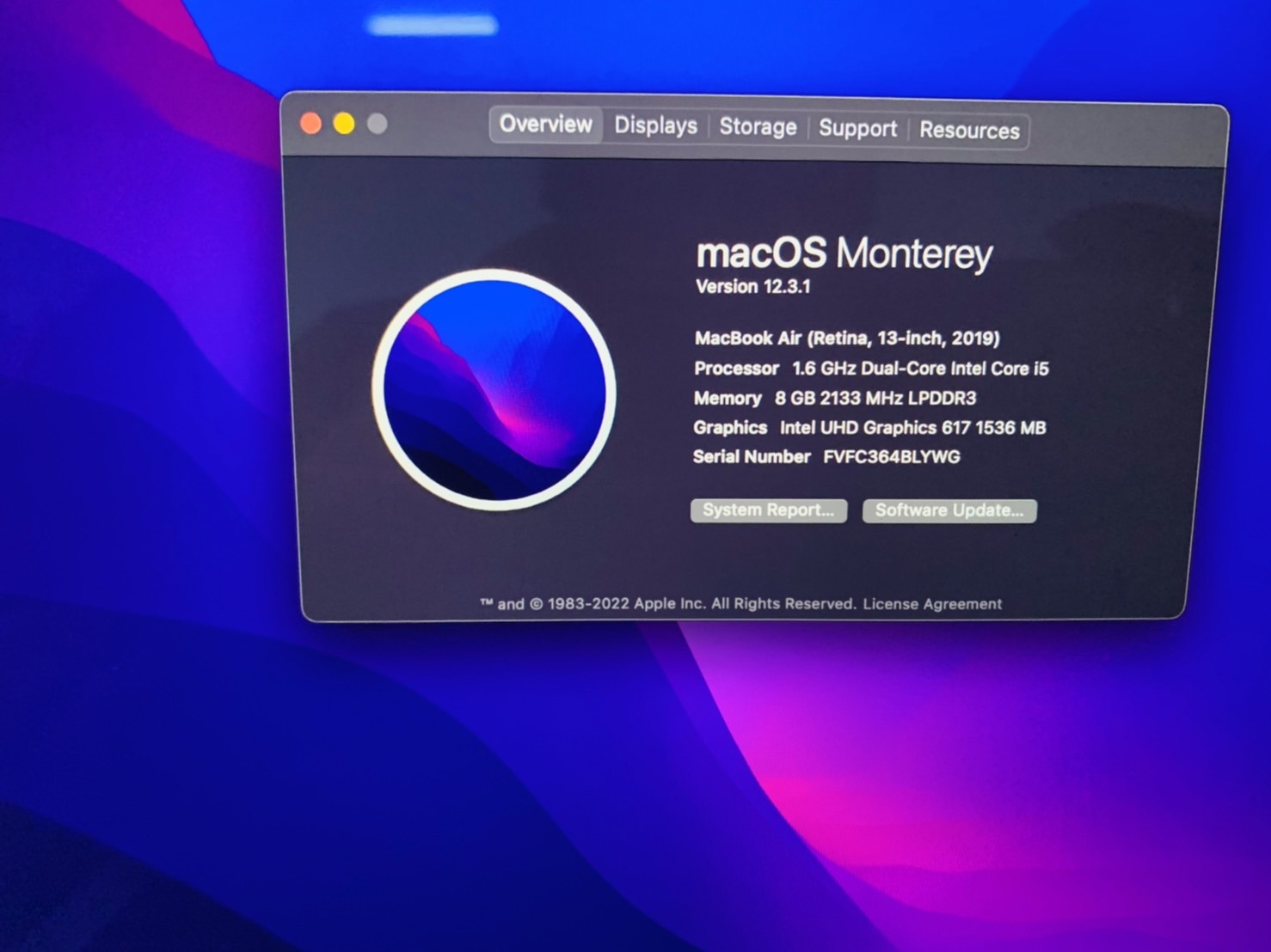 โน๊ตบุ๊ค MacBook Air 13 inch 2019 (A1932) - Technical Specifications