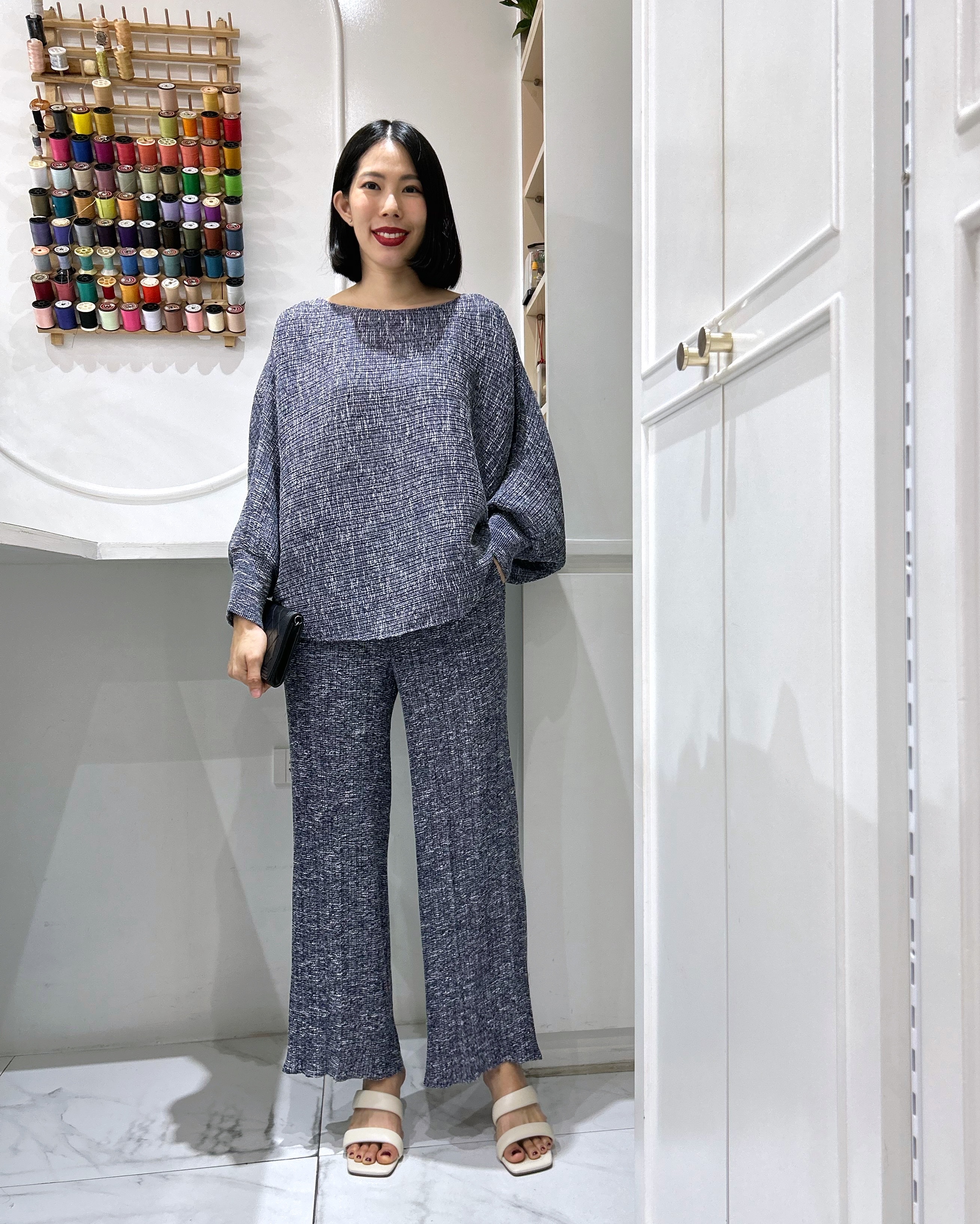 2MUAY รุ่น GJO11203 / GJO10247 เซ็ตอัดพลีท BAT SLEEVE METALLIC KNIT PLEATED SET 8 สี FREE SIZE