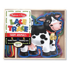 ชุดฝึกร้อยเชือกรูปสัตว์ ฝึกการบังคับมือ เรียนรู้สี และส่งเสริมสมาธิ Lace and Trace - Farm Melissa&Doug, ของเล่นเสริมพัฒนาการ, ของเล่น