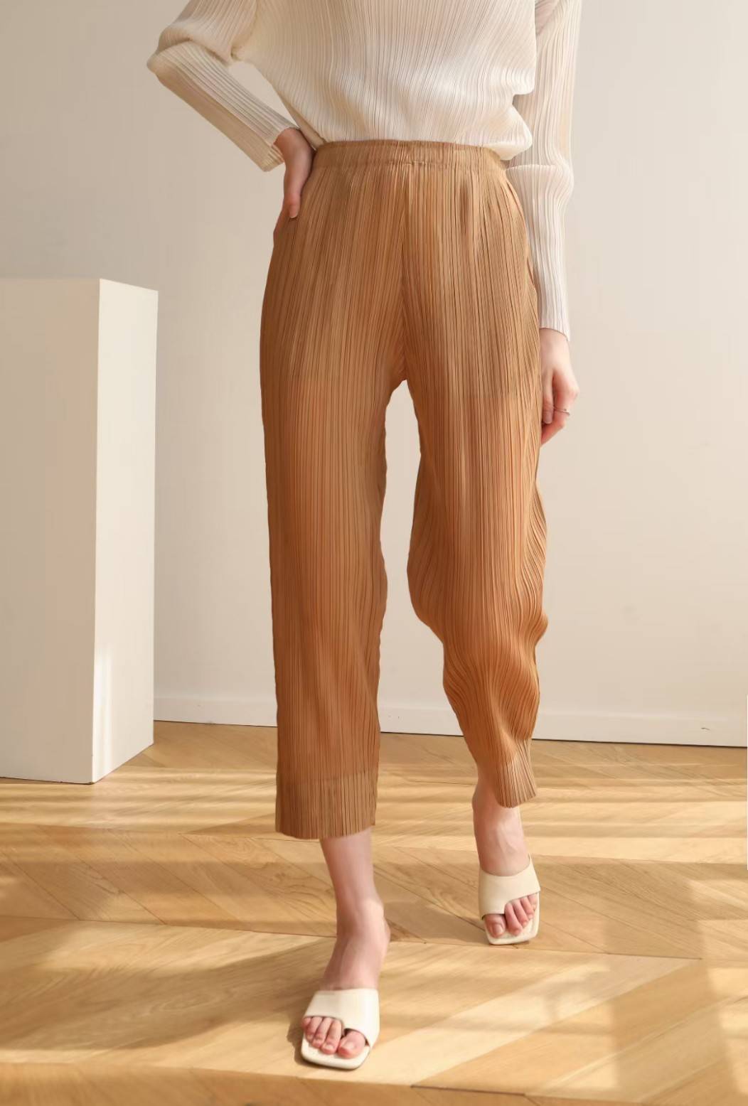 ยาว 34.5นิ้ว!! 2MUAY BASIC รุ่น GJO6896 SLIM FIT PLEATED PANTS กางเกงผู้หญิง กางเกงอัดพลีท 14สี FREE SIZE