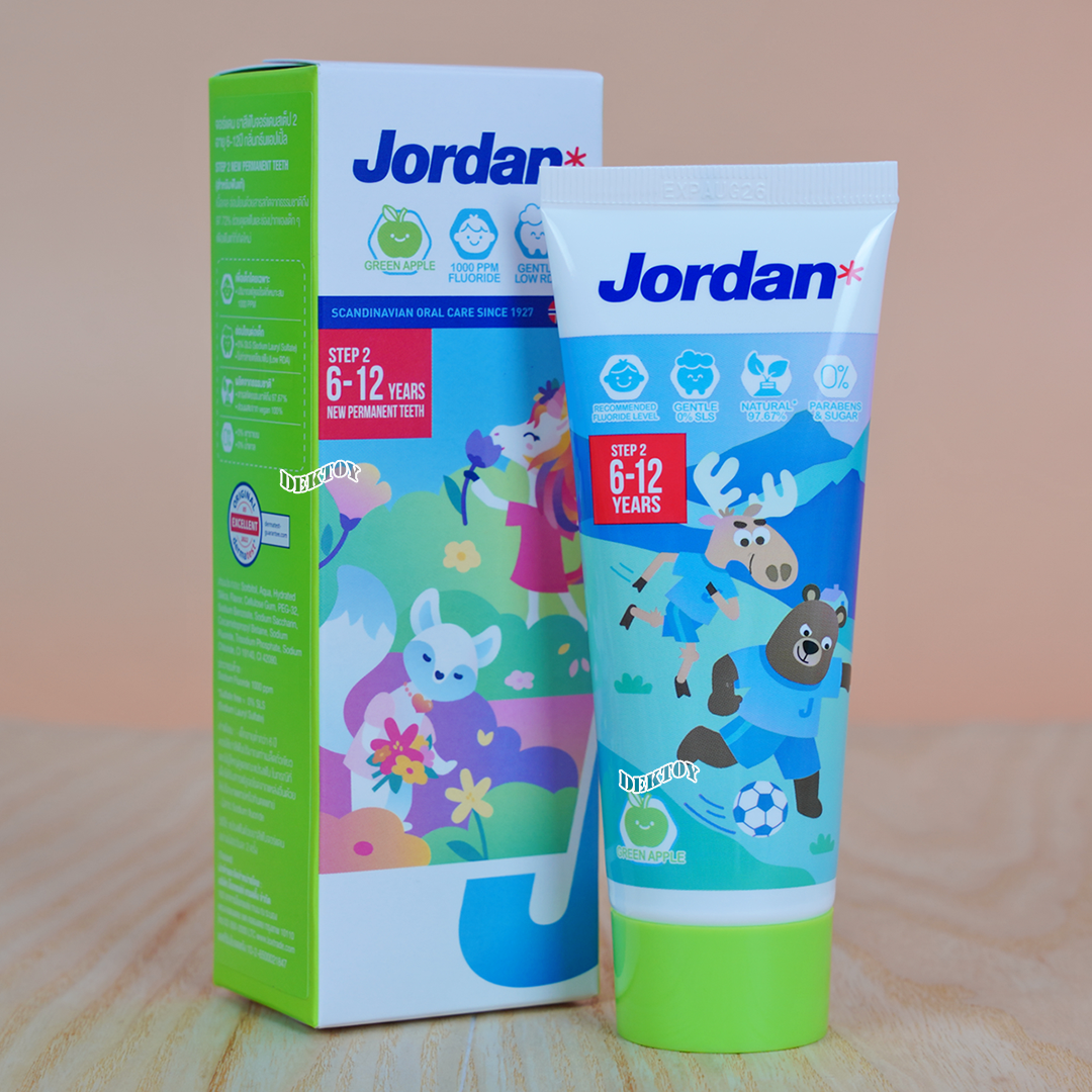 Jordan จอร์แดน ยาสีฟันเด็ก 75 กรัม 1-5 ปี และ 6-12 ปี