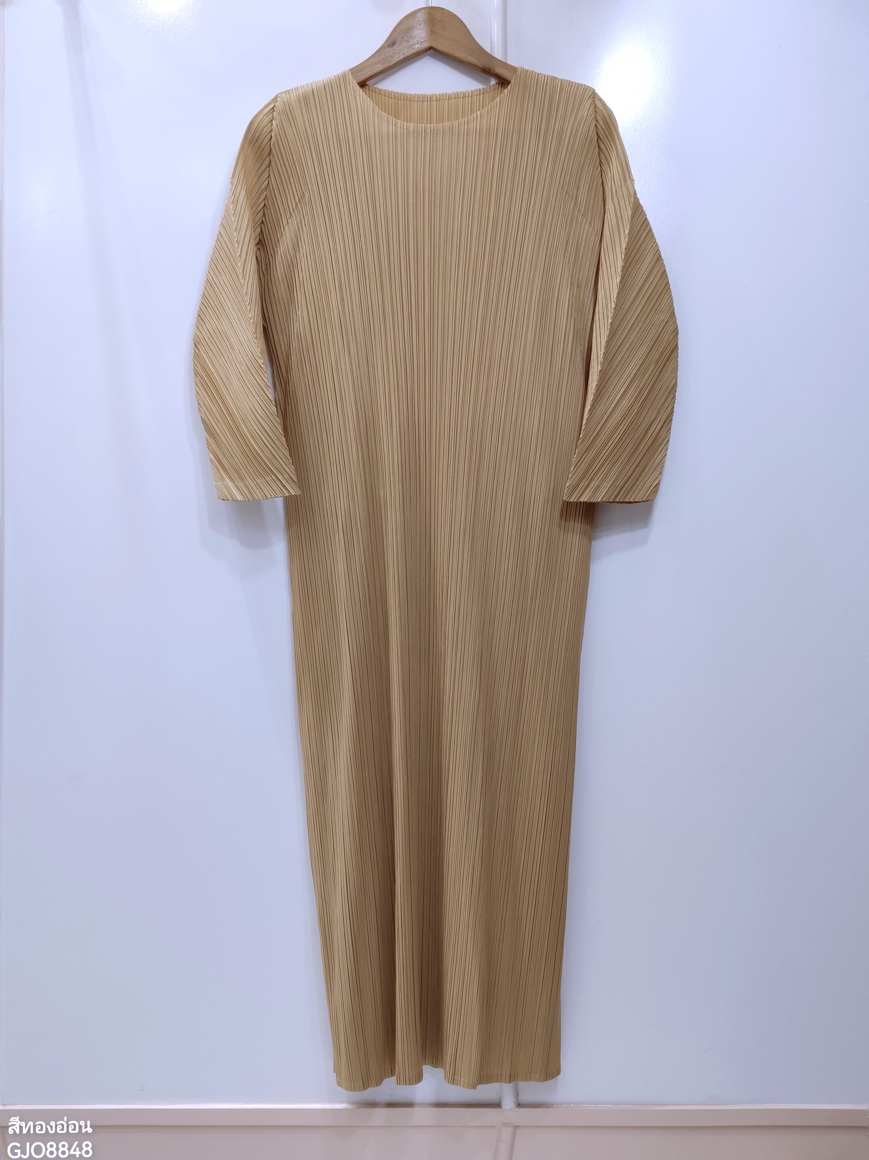 2MUAY รุ่น GJO8848 เดรสพลีทคุณภาพ LONG SLEEVE PLEATED DRESS 8 สี FREE SIZE