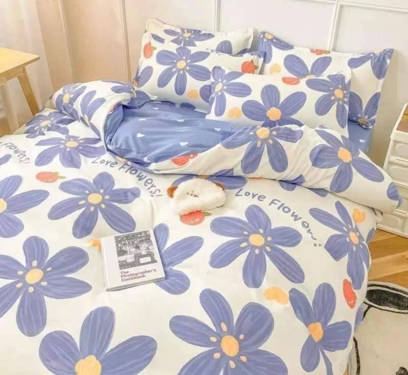 ❀✿พิเศษสุดๆลดราคา💥ชุดเครื่องนอนครบเซ็ต+ผ้านวม#ลายดอกไม้#โทนสีฟ้าsocute✿❀#Minimalstyle