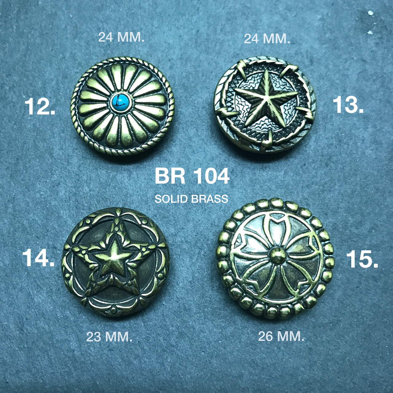 BR104 เหรียญประดับกระเป๋า อะไหล่ทองเหลือแท้ อุปกรณ์งานหนัง**ราคาต่อชิ้น**