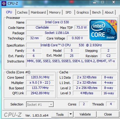 ซีพียูมือสอง สภาพดี ประกันร้าน 1 เดือน Intel Core i3-530 @ 2.93GHz Socket: LGA1156 2Cores 4Threads