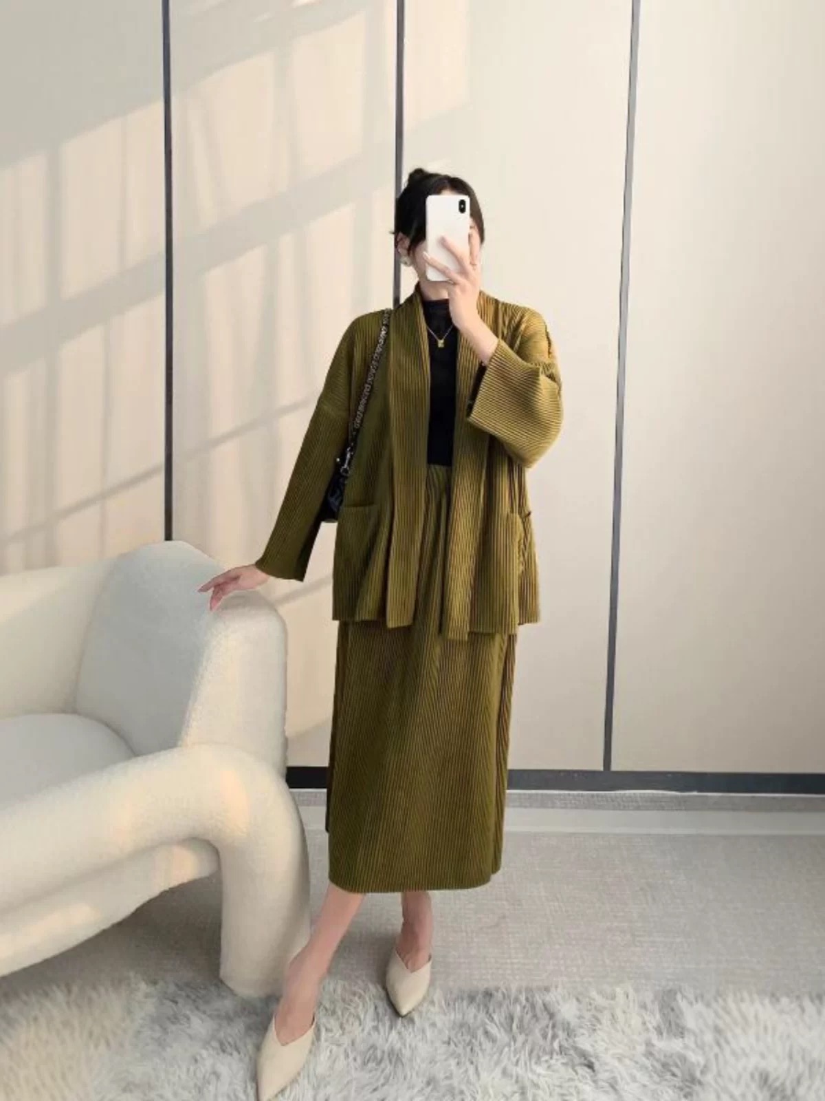 2MUAY รุ่น CX92150 / CX92151 เซ็ตพลีทคุณภาพ COZY CARDIGAN THICK PLEATED SET 5 สี FREE SIZE