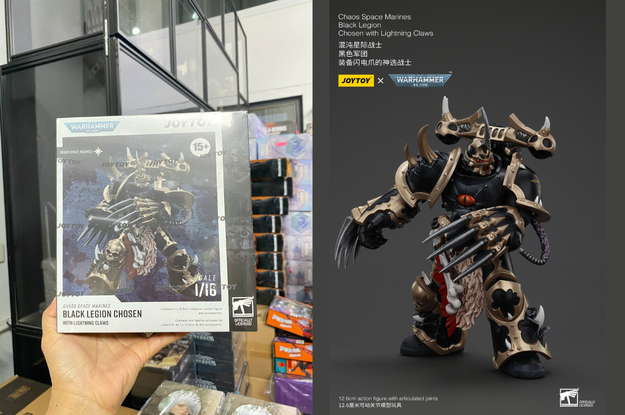 [พร้อมส่ง)Joy toy 1/18 : Chaos Space Marines Black Legion Chosen- JT00973 : with Lightning Claws