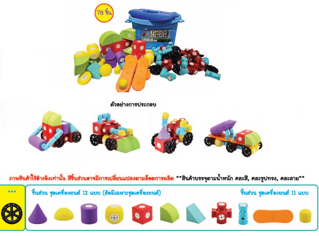บล็อกโฟมแม่เหล็กเครื่องยนต์ 78ชิ้น พร้อมกล่องเก็บของ ของเล่น, ของเล่นเสริมพัฒนาการ, ของเล่นเด็ก, สื่อการสอน พร้อมส่ง