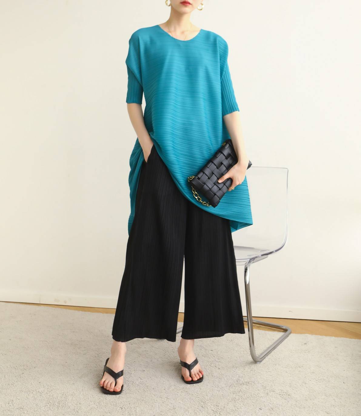 ปรับราคาลง20%!! ยาว 35.5นิ้ว!! 2MUAY รุ่น GJO2122 กางเกงผู้หญิง กางเกงพลีทคุณภาพ 6สี FREE SIZE LOOSE STRAIGHT PLEATED PANTS