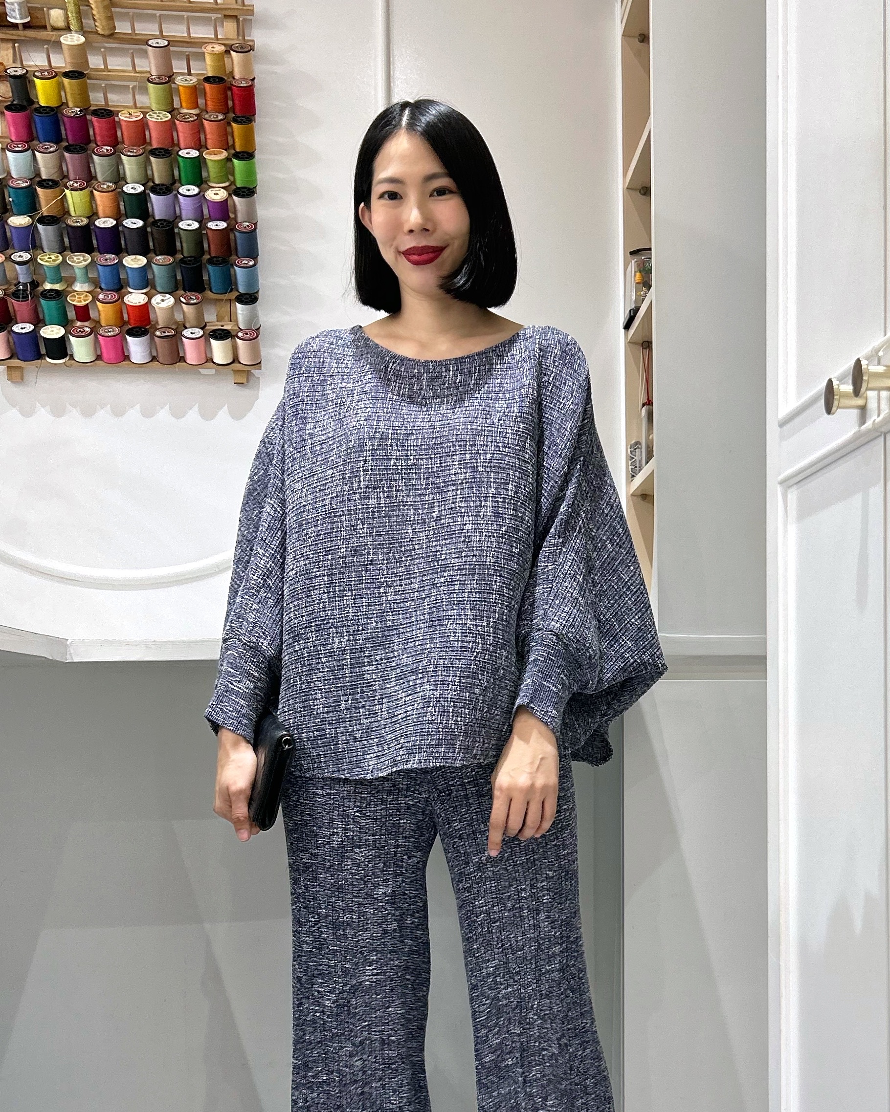 2MUAY รุ่น GJO11203 เสื้ออัดพลีท BAT SLEEVE METALLIC KNIT PLEATED TOP 8 สี FREE SIZE