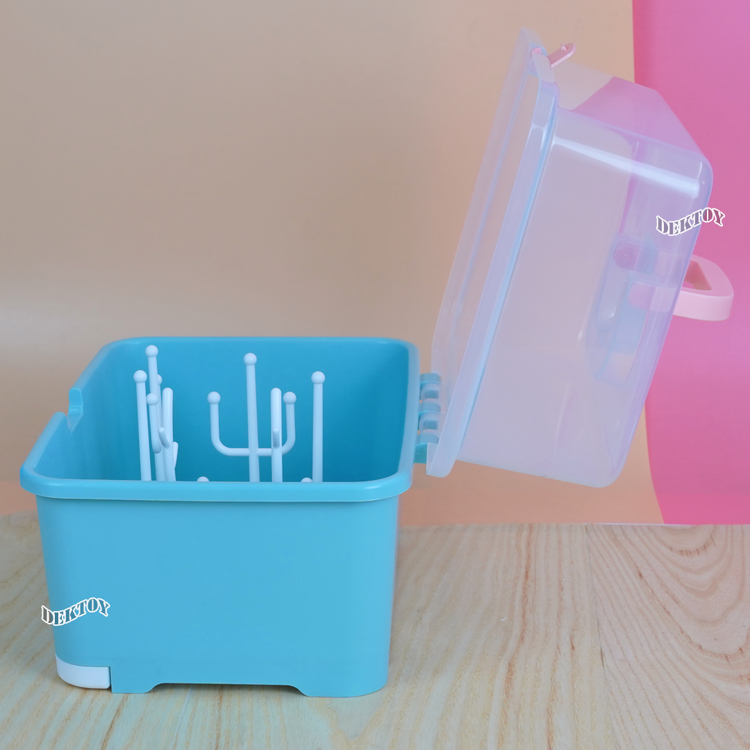 DODOLOVE ดูดูเลิฟ กล่องเก็บขวดนม พกพา มีหูหิ้ว ฝาล็อคแน่น มีก้านสำหรับผึ่งขวดนม