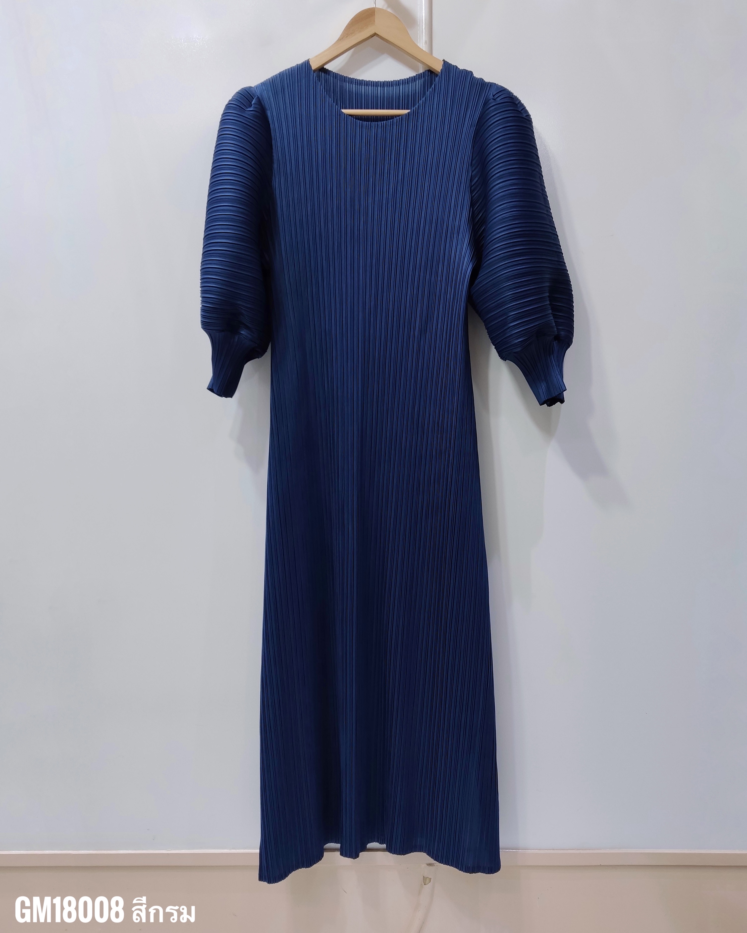 ยาว 47นิ้ว 2MUAY รุ่น GM18008 เดรสอัดพลีท BALLON SLEEVE PLEATED DRESS 2 สี FREE SIZE