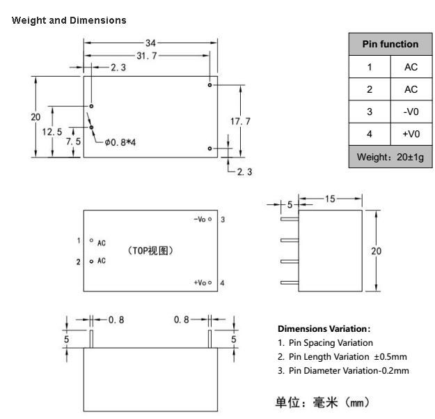 Hi-Link แปลงไฟ 220v เป็น 3.3v กระแส 900mA AC-DC hlk-pm03 3.3V 3W Switching Power Supply