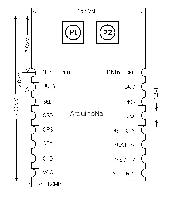 LoRa SX1280-PA โมดูลสำหรับส่งข้อมูลระยะไกล พร้อมเสาantennaและ chip เพิ่มกำลังส่ง ได้ไกลกว่า 40km