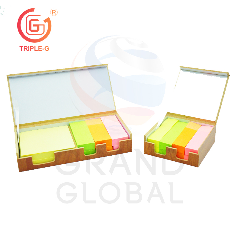 Triple-G กระดาษ แถบ LABEL STICK NOTE แถบเล็ก-ใหญ่ กล่องลายไม้