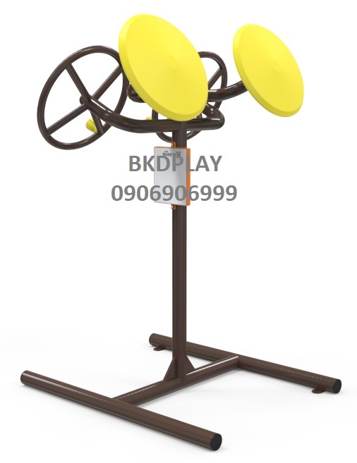 เครื่องออกกำลังกายกลางแจ้งผู้ใหญ่,บริหารข้อมือ-แขน-หัวไหล่ (แบบหมุนวงล้อคู่แบบผสม) ,ลานกีฬาอเนกประสงค์ สวนสาธารณะ ,เทศบาล,หมู่บ้าน,ผลิตในไทย, สั่งทำตามสีที่ต้องการได้ ขนาด 60x120x140 ซม.