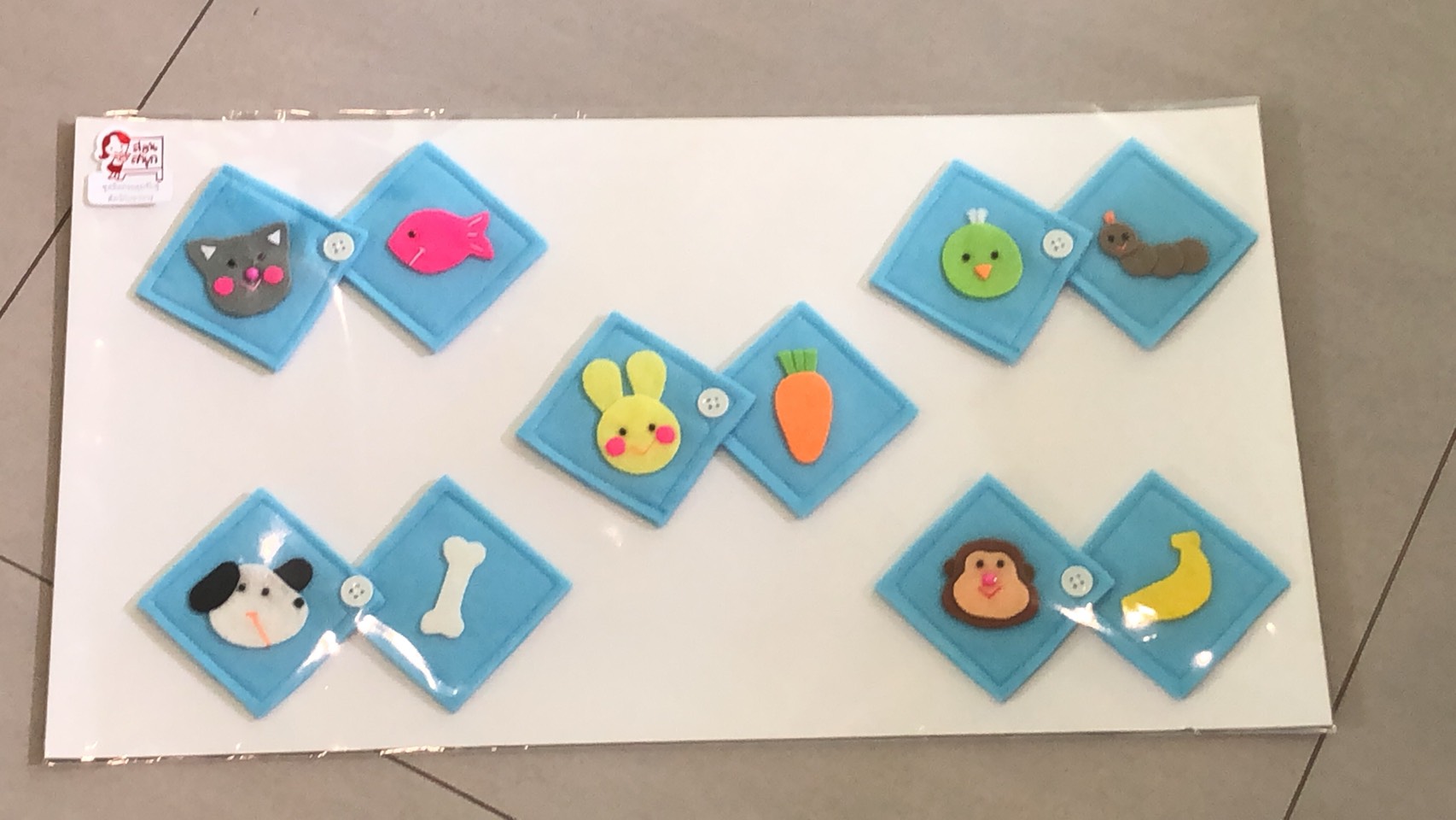 ชุดติดกระดุมจับคู่สัตว์กับอาหาร ของเล่นเสริมพัฒนาการ ,ของเล่นเสริมทักษะ,ของเล่นเด็ก, สื่อการสอนอนุบาล