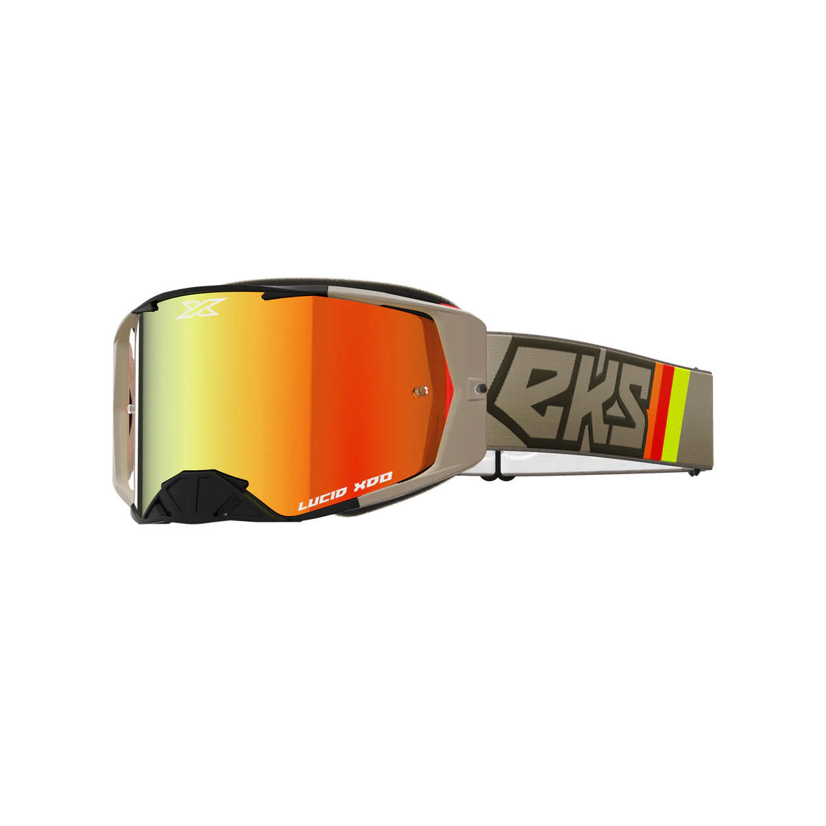 แว่น EKS Brand Lucid Goggle Black And Tan - Red Mirror Lens