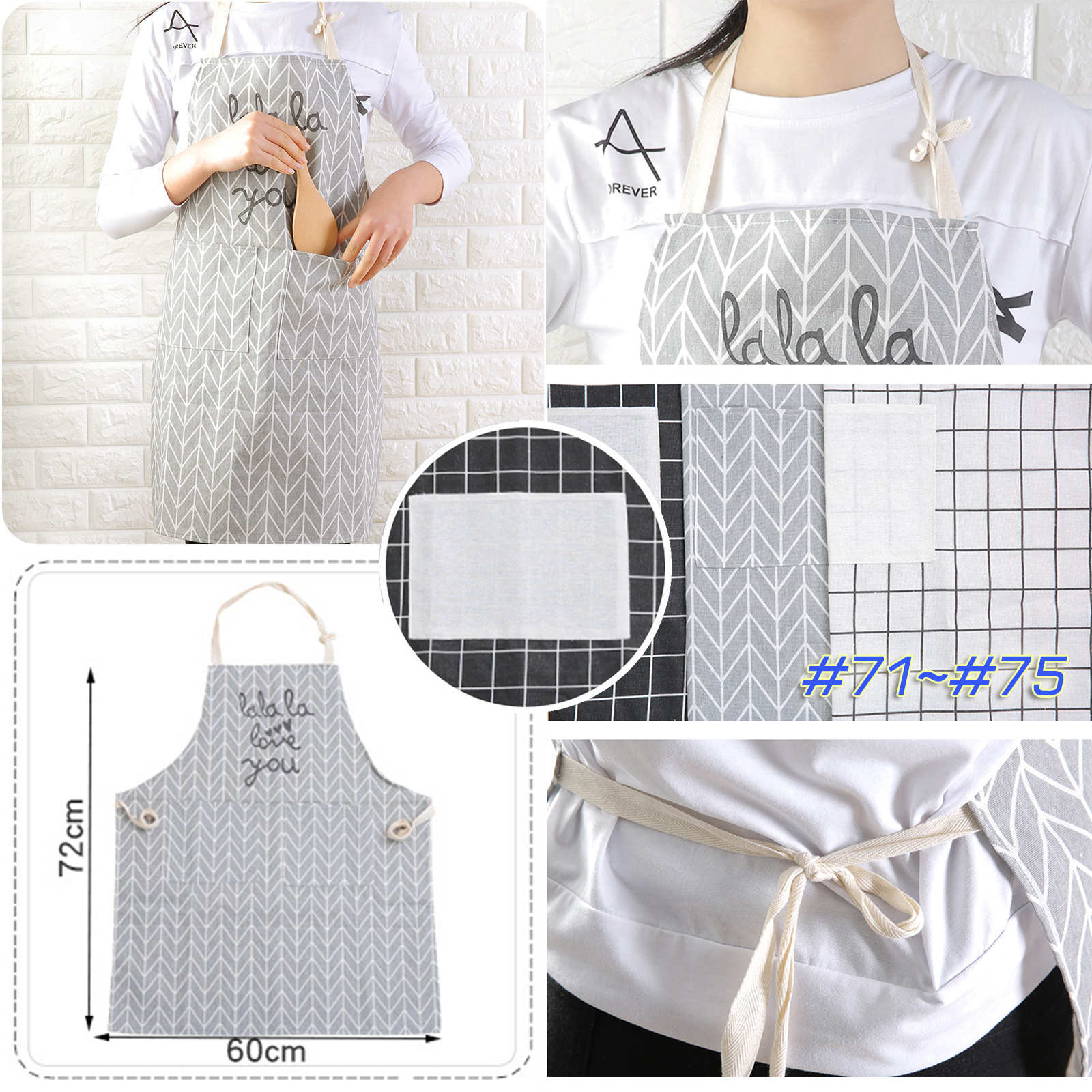 🔥Sale ลดราคา🔥 ผ้ากันเปื้อน Set-3 ผ้า ฝ้าย / ลินิน / โพลีเอสเตอร์ พิมพ์ลาย ทำอาหาร ทำงานบ้าน ป้องกันสิ่งสกปรก