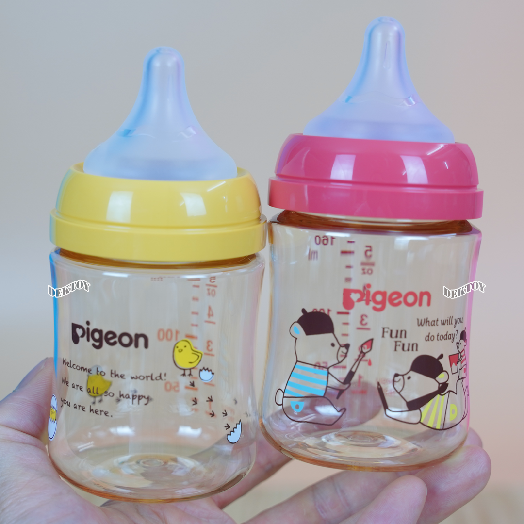 PIGEON พีเจ้น ขวดนมพีเจ้นสีชา Limited PPSU 5 ออนซ์ 160 มล. คอกว้างแพ็ค3ขวด ลาย Animal