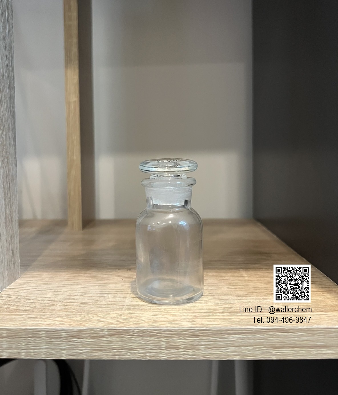 ขวดแก้วใส่สารละลาย (สีใส) จุกเเก้ว (Reagent Bottle) 30ml