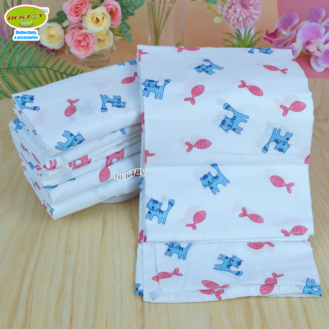 Gold Baby ผ้าอ้อมสาลู 2 ชั้นเกรดA ลายแมว 12 ผืน