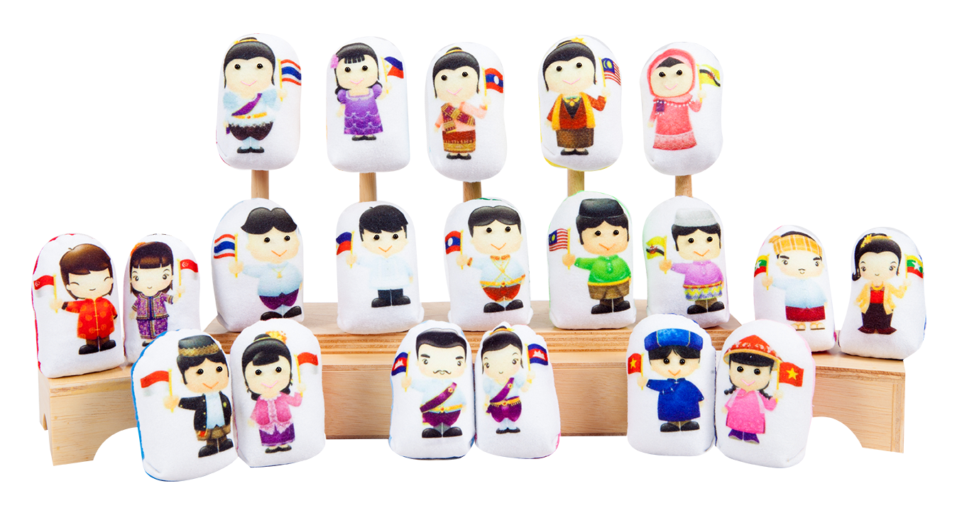 หุ่นนิ้วตุ๊กตา, เราชาวอาเซียน, (1 ชุด= 2ตัว / มี 10 ประเทศ) ,ของเล่นเสริมทักษะ,ของเล่นเด็ก, สื่อการสอนอนุบาล ราคาต่า 20 ตัว ราคายังไม่รวมที่ตั้ง