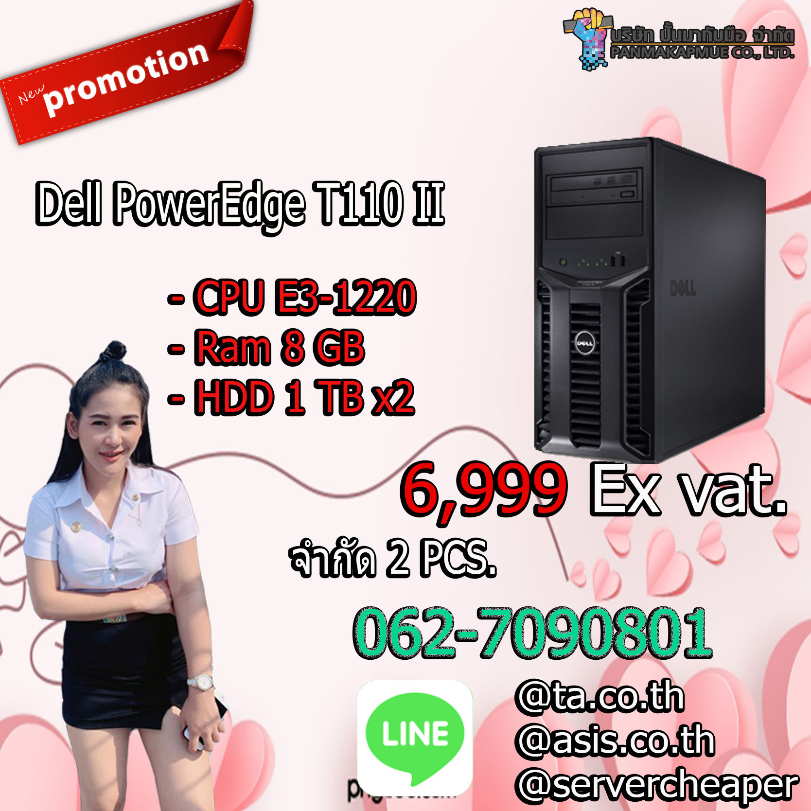Dell PowerEdge T110 II CPU E3-1220 Ram 8 GB HDD 1 TB x2