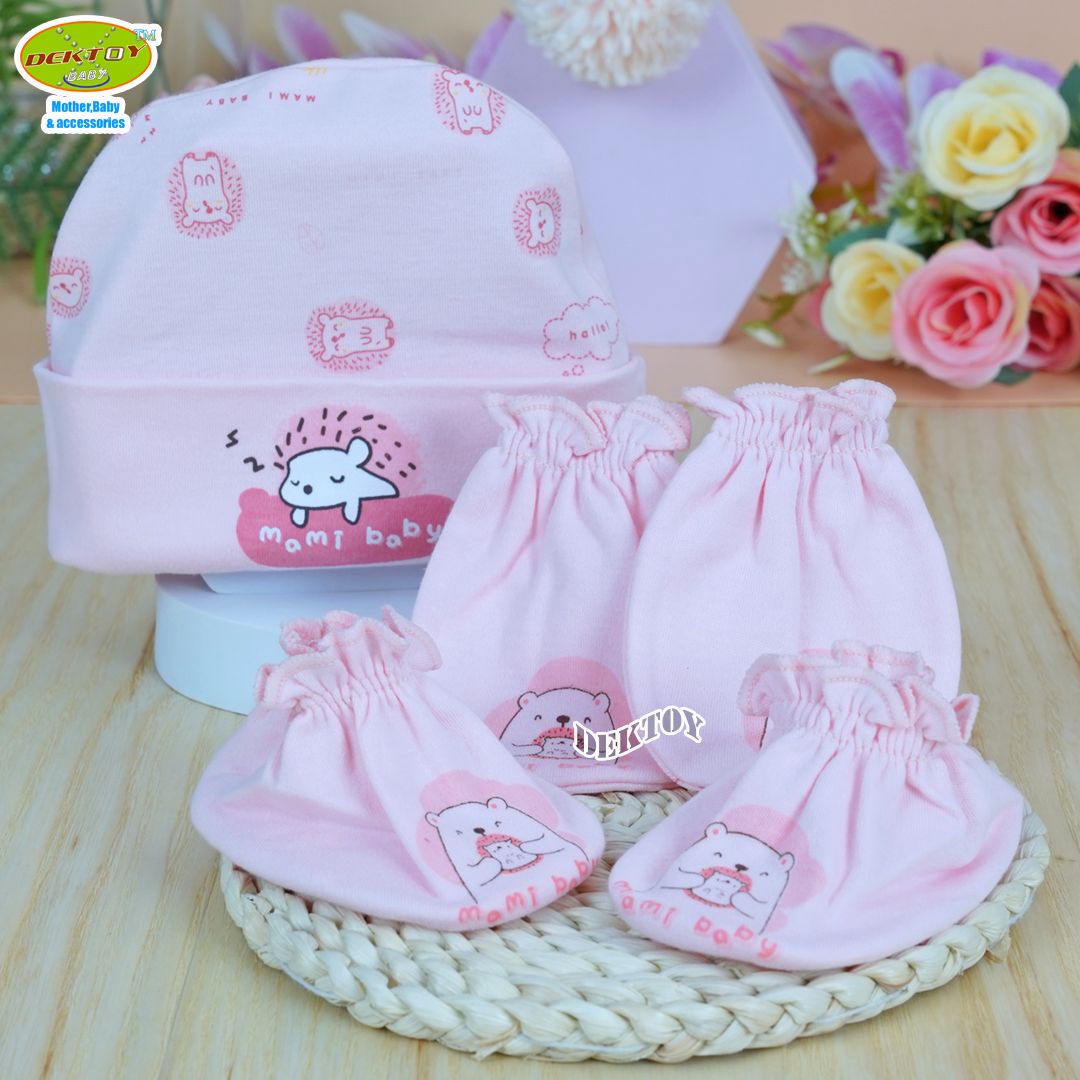 Mami baby ถุงมือ+ถุงเท้า+หมวก เด็กแรกเกิด - 3เดือน